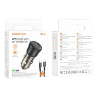 BOROFONE BZ24 Clever single port PD20W car charger set(Type-C to Type-C) - transparent black
