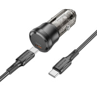 BOROFONE BZ24 Clever single port PD20W car charger set(Type-C to Type-C) - transparent black