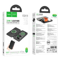 hoco CQ13 Triumph 3-in-1 travel folding wireless fast charger - black