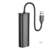 hoco HB41 Easy safety 4-in-1 Adapter(USB to USB3.0*4)(L=0.2M) - black