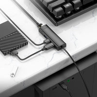 hoco HB42 Easy safety 4-in-1 Gigabit Ethernet Adapter(USB to USB3.0*3+RJ45)(L=1.2M) - black