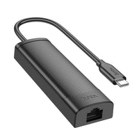 hoco HB42 Easy safety 4-in-1 Gigabit Ethernet Adapter(Type-C to USB3.0*3+RJ45)(L=0.2M) - black