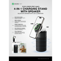 AMAZINGTHING Explorer Pro Mag 4-IN-1 Charging Stand with Speaker - Black