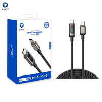 LITO LD15 USB-C To USB-C LED DISPLAY Zinc Alloy Fast Charge Cable 100cm - Black