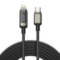 LITO LD15 USB-C To Lightning LED DISPLAY Zinc Alloy Fast Charge Cable 100cm - Black