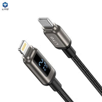 LITO LD15 USB-C To Lightning LED DISPLAY Zinc Alloy Fast Charge Cable 100cm - Black