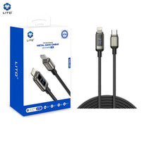 LITO LD15 USB-C To Lightning LED DISPLAY Zinc Alloy Fast Charge Cable 100cm - Black