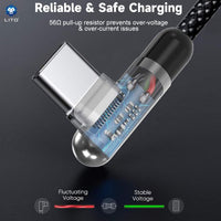 LITO LD13 USB-C to USB-C Fast Cable Braided Metal 100cm - Black