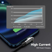 LITO LD13 USB-C to USB-C Fast Cable Braided Metal 100cm - Black