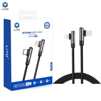 LITO LD13 USB-C to Lightning Angle Design Fast Cable Braided Metal 100cm - Black