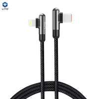 LITO LD13 USB-C to Lightning Angle Design Fast Cable Braided Metal 100cm - Black
