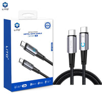 LITO LD010 USB-C to USB-C Angle Design Fast Cable Braided Metal 100cm - Black
