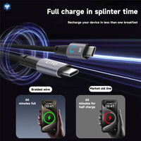 LITO LD010 USB-C to USB-C Angle Design Fast Cable Braided Metal 100cm - Black