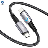 LITO LD010 USB-C to USB-C Angle Design Fast Cable Braided Metal 100cm - Black