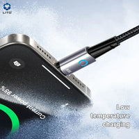 LITO LD010 USB-C to Lightning Fast Cable Braided Metal Soft LED highlight 120cm - Black