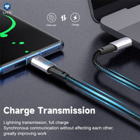 LITO LD010 USB-C to Lightning Fast Cable Braided Metal Soft LED highlight 120cm - Black