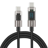 LITO LD09 100W USB-C to USB-C High Speed Charging Braided with display 120cm - Black