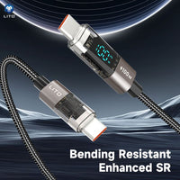 LITO LD09 100W USB-C to USB-C High Speed Charging Braided with display 120cm - Black