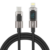 LITO LD09 USB-C to Lightning High Speed Charging Braided with display 120cm - Black