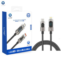 LITO LD09 USB-C to Lightning High Speed Charging Braided with display 120cm - Black