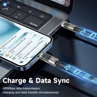 LITO LD09 USB-C to Lightning High Speed Charging Braided with display 120cm - Black