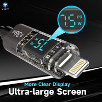 LITO LD09 USB-C to Lightning High Speed Charging Braided with display 120cm - Black