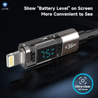 LITO LD09 USB-C to Lightning High Speed Charging Braided with display 120cm - Black