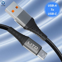 LITO LD08 USB-A To USB-C Nylon braided Cable 100cm - Black