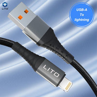LITO LD08 USB-A To Lightning Nylon braided Cable 100cm - Black