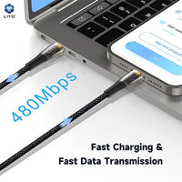 LITO LD01 USB-C To Lightning Liquid Silicone Fast Charging Cable 120cm - Black