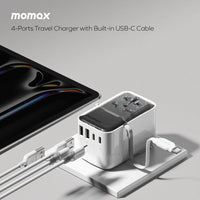 Momax World 35W GaN AC Travel Adaptor With cable - White