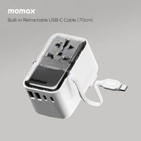 Momax World 35W GaN AC Travel Adaptor With cable - White