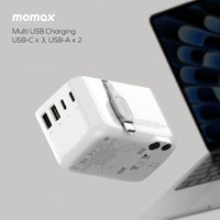 Momax World 35W GaN AC Travel Adaptor With cable - White