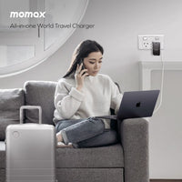 Momax World 35W GaN AC Travel Adaptor With cable - White