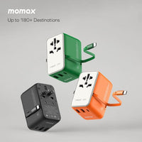 Momax World 25W GaN AC Travel Adaptor With cable - Black