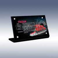 Display King - Acrylic display plaque for Mould King ltalian Supercar V12 Engine 10169