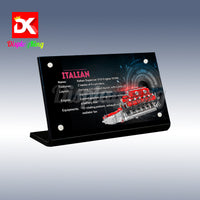Display King - Acrylic display plaque for Mould King ltalian Supercar V12 Engine 10169