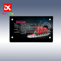 Display King - Acrylic display plaque for Mould King ltalian Supercar V12 Engine 10169