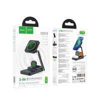 hoco CQ10 Consuelo folding 3-in-1 wireless fast charger - black