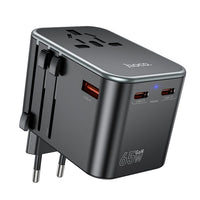 hoco AC17 Supporter three-port PD65W(2C1A) universal conversion charger - black