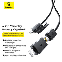 Baseus Versatile Two-for-Two Fast Charging Cable U+C to C+L 60W 1M for 15 / 16 / 17 Series