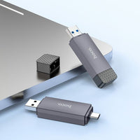 Hoco. HB45 Spirit 2-in-1 USB/Type-C 2.0 card reader - metal gray