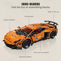 Mould King 13177 Super Sports Car Building Blocks Kit, 1:10 Car Model 1608 PCS