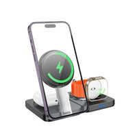 hoco CQ11 Ingenious 3-in-1 folding magnetic wireless charger - black