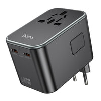 hoco AC17 Supporter three-port PD65W(2C1A) universal conversion charger - black