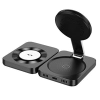 hoco CQ11 Ingenious 3-in-1 folding magnetic wireless charger - black