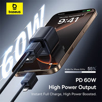 Baseus Versatile Two-for-Two Fast Charging Cable U+C to C+L 60W 1M for 15 / 16 / 17 Series