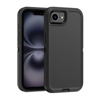 Shockproof Robot Armor Hard Plastic Case with Belt Clip for iPhone 16e-Black