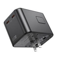 hoco AC17 Supporter three-port PD65W(2C1A) universal conversion charger - black