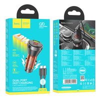 hoco NZ12B Unimpeded PD48W(1C1A) car charger with digital display set(Type-C to Type-C) - transparent orange